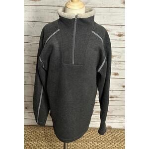 KUHL gorpcore grey sherpa-lined 1/4 zip fleece knit pullover Youth M (10-12)